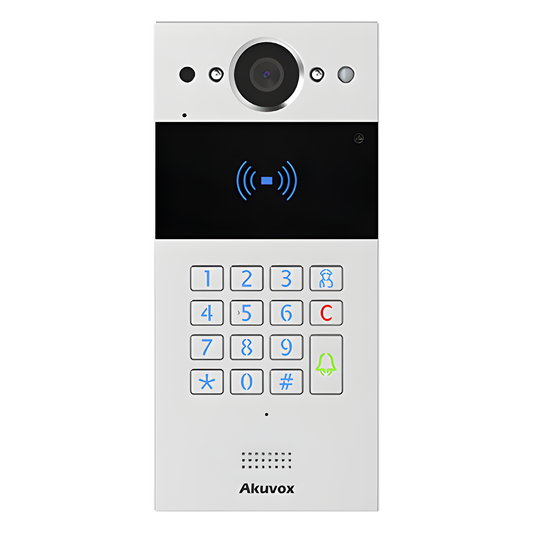 Videoportero SIP / Teclado y Lector de Tarjeta / Notificación App / Notificación Llamada Telefónica / Configuración en la Nube / POE / IP65 / Cámara de 2 MP / NFC / PIN Temporal para Visitas / Control de 2 Puertas