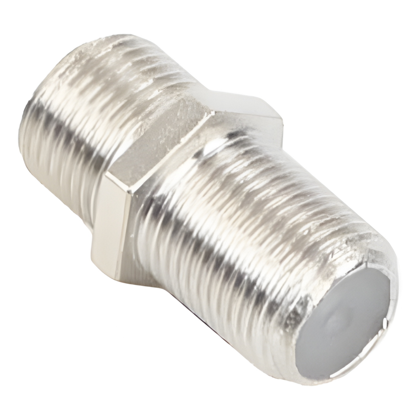Adaptador Barril para 75 Ohm, de Conector F Hembra a F Hembra, Níquel/ Estaño/ Polietileno.