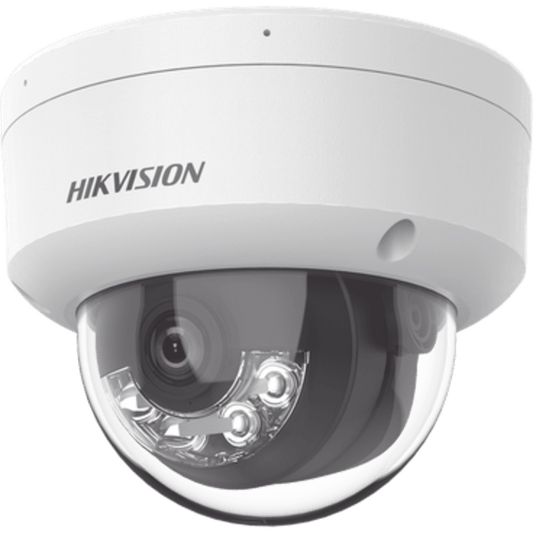 [Dual Light] Domo IP 2 Megapixel / Lente 2.8 mm / 30 mts IR + Luz Blanca / Micrófono Integrado / Antivandálico IK08 / ACUSENSE Lite / Exterior IP67 / H.265+/H.264+ / PoE / ONVIF (Profile S/T)