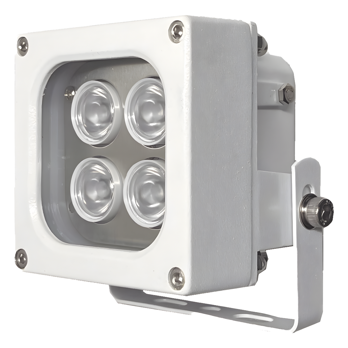 Iluminador LED de Alta Potencia | Luz Blanca | 10 Metros de Iluminación | Cobertura 120° | IP66 | Bajo Consumo de Energía | Fotocélula Incorporada | Soporte en “U” | Carcasa de Aluminio | Alta Transmitancia de Luz. | C