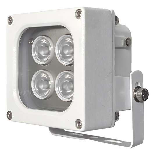 Iluminador LED de Alta Potencia | Luz Blanca | 10 Metros de Iluminación | Cobertura 120° | IP66 | Bajo Consumo de Energía | Fotocélula Incorporada | Soporte en “U” | Carcasa de Aluminio | Alta Transmitancia de Luz. | C