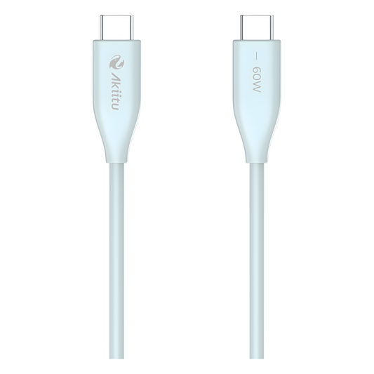 Cable de Carga USB-C a C / 1.5 Metros (4.92 Pies) / Potencia 60W / Velocidad Transferencia 480 Mbps / Tecnología GaN (Nitruro de Galio) / Fast-Charging / Material Silicona No Tóxica / Conector Aluminio Anodizado