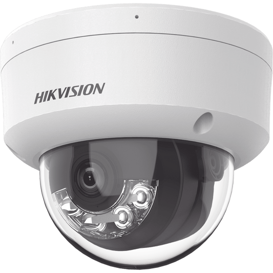 [Dual Light] Domo IP 2 Megapixel / Lente 2.8 mm / 30 mts IR + 30 mts Luz Blanca / Micrófono Integrado / Antivandálico IK08 / ACUSENSE Lite / Exterior IP67 / H.265 / PoE / ONVIF / Micro SD