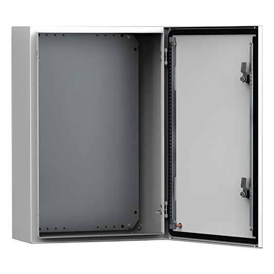 Gabinete de Uso Exterior MAS 600 x 400 x 210 mm (23.62 x 15.75 x 8.27 in) / NEMA 4/12/13 / IP66 / IK10 / Acero Dulce 1.5 mm / Platina de Montaje Incluida / Color Gris Claro