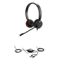 Jabra Evolve 30 II Duo MS con conexión USB C/A y 3.5mm, micrófono con cancelación de ruido y controlador en el cable con botones e indicadores LED (5399-823-369))