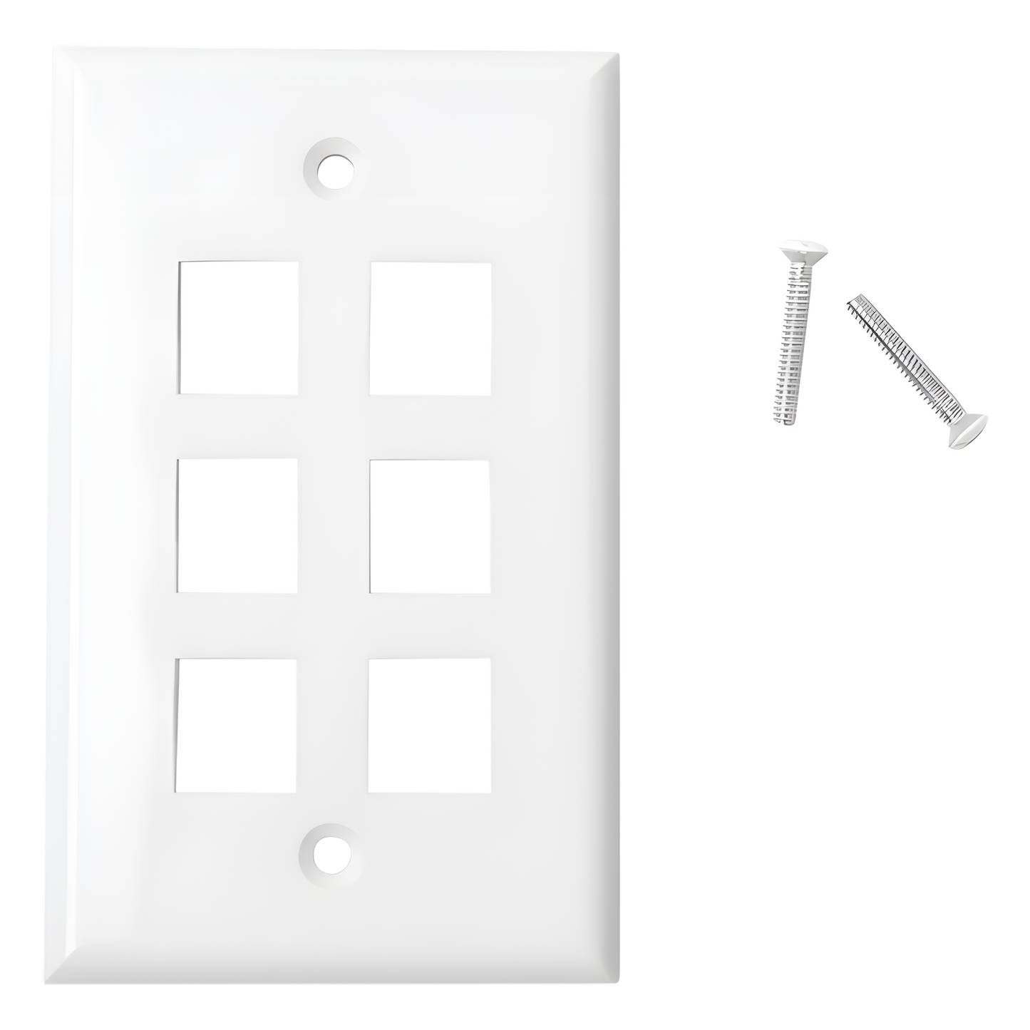 Placa de Pared de 6 Puertos, Keystone, Color Blanco