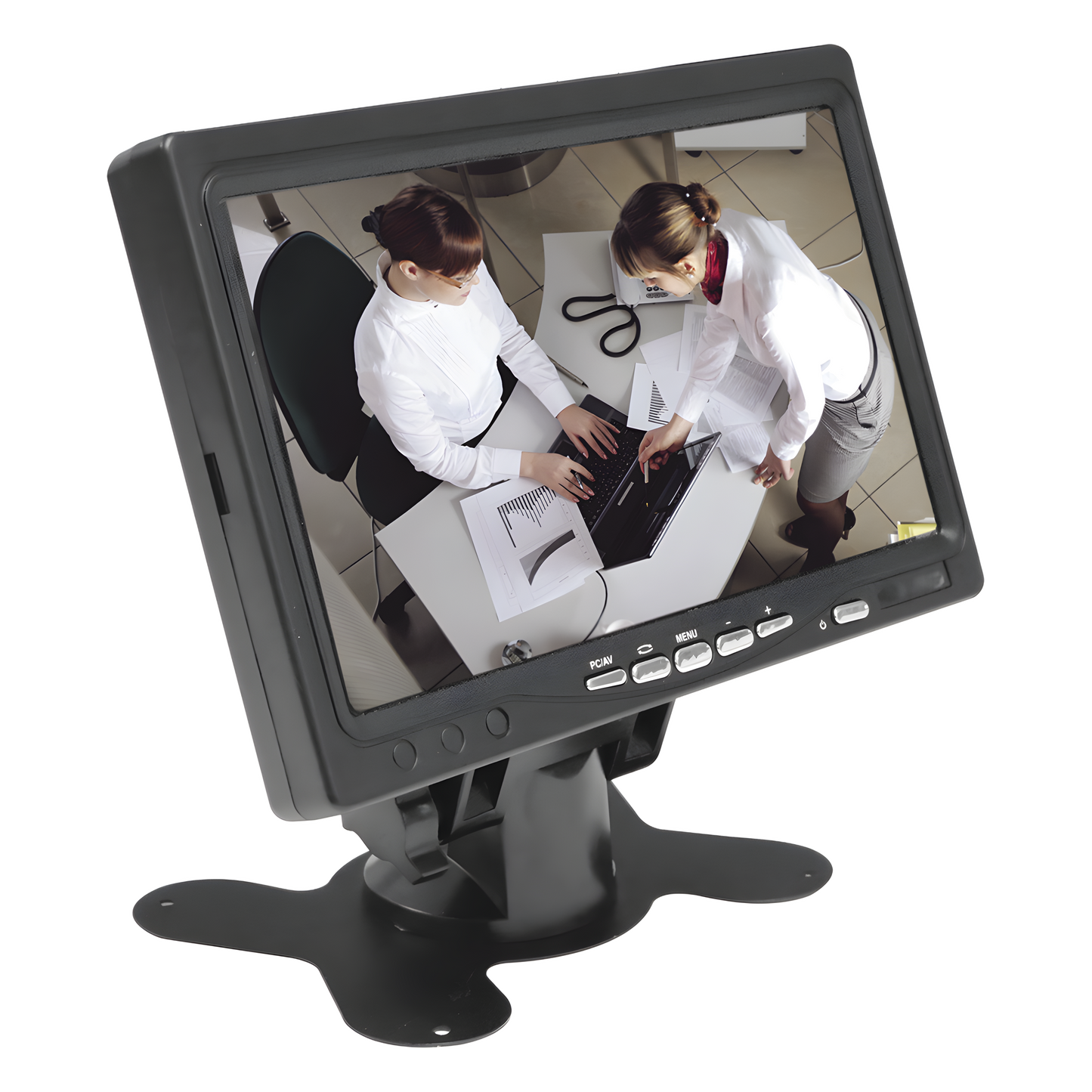 Monitor 7" TFT-LCD ideal para colocar en vehículos o DVR/NVR.  Entradas de video HDMI, VGA y RCA (CVBS)
