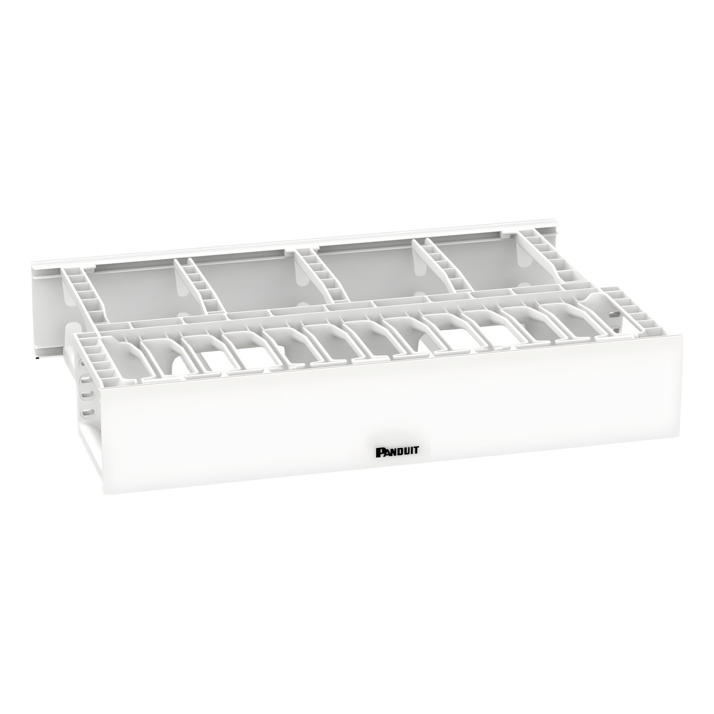 Organizador de Cables Horizontal NetManager de Alta Densidad, Doble (Frontal y Posterior), Para Rack de 19in, 2UR, Color Blanco