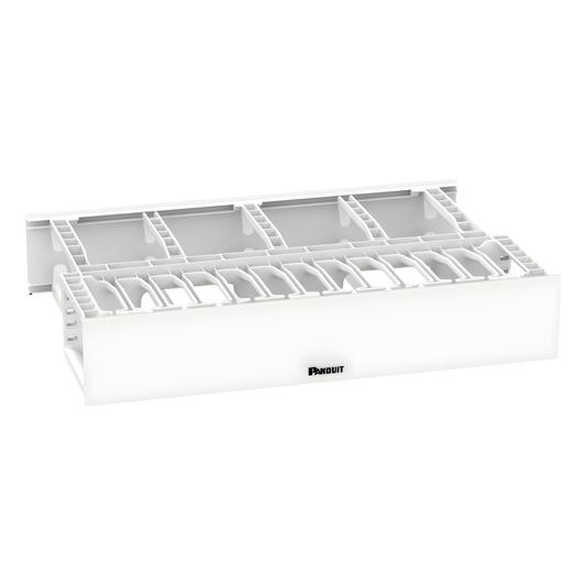 Organizador de Cables Horizontal NetManager de Alta Densidad, Doble (Frontal y Posterior), Para Rack de 19in, 2UR, Color Blanco