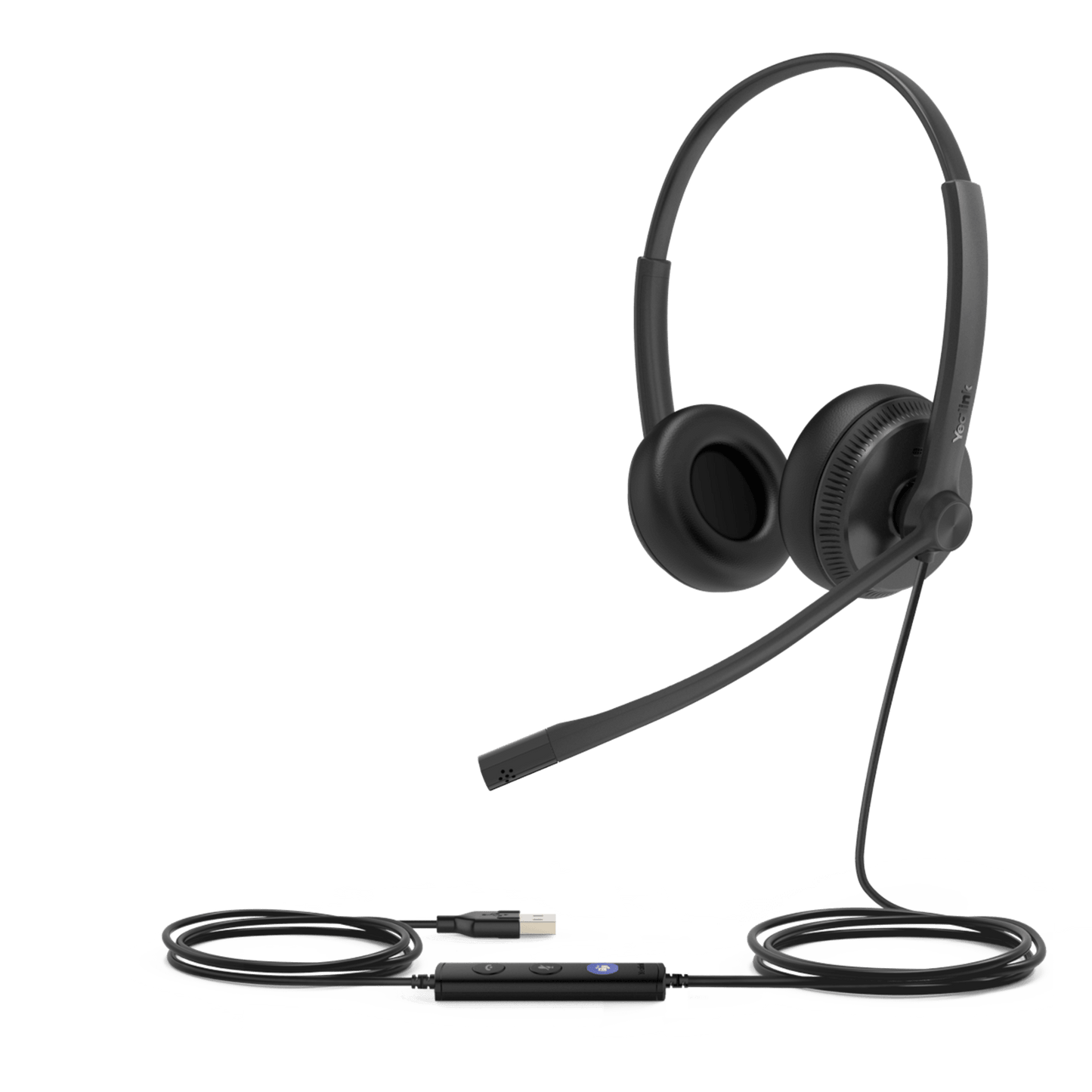 Diadema USB Alámbrica Yealink UH34 Dual Teams C/ Almohadillas de Cuero Compatible con Teléfonos IP Yealink y Computadoras