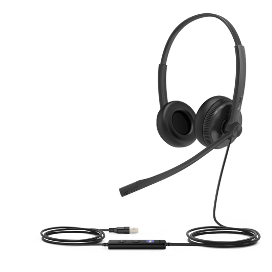 Diadema USB Alámbrica Yealink UH34 Dual Teams C/ Almohadillas de Cuero Compatible con Teléfonos IP Yealink y Computadoras
