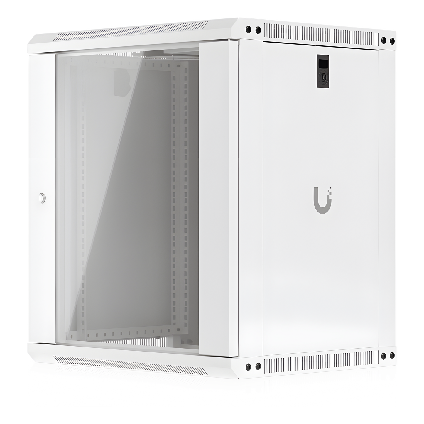 UACC Rack Cabinet 12U (550 x 450 mm) - Gabinete Cerrado para Montaje en Pared con Puerta de Vidrio Templado, Totalmente Ensamblado con Ventiladores Integrados y Paneles Removibles