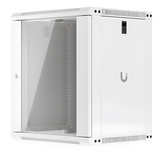 UACC Rack Cabinet 12U (550 x 450 mm) - Gabinete Cerrado para Montaje en Pared con Puerta de Vidrio Templado, Totalmente Ensamblado con Ventiladores Integrados y Paneles Removibles