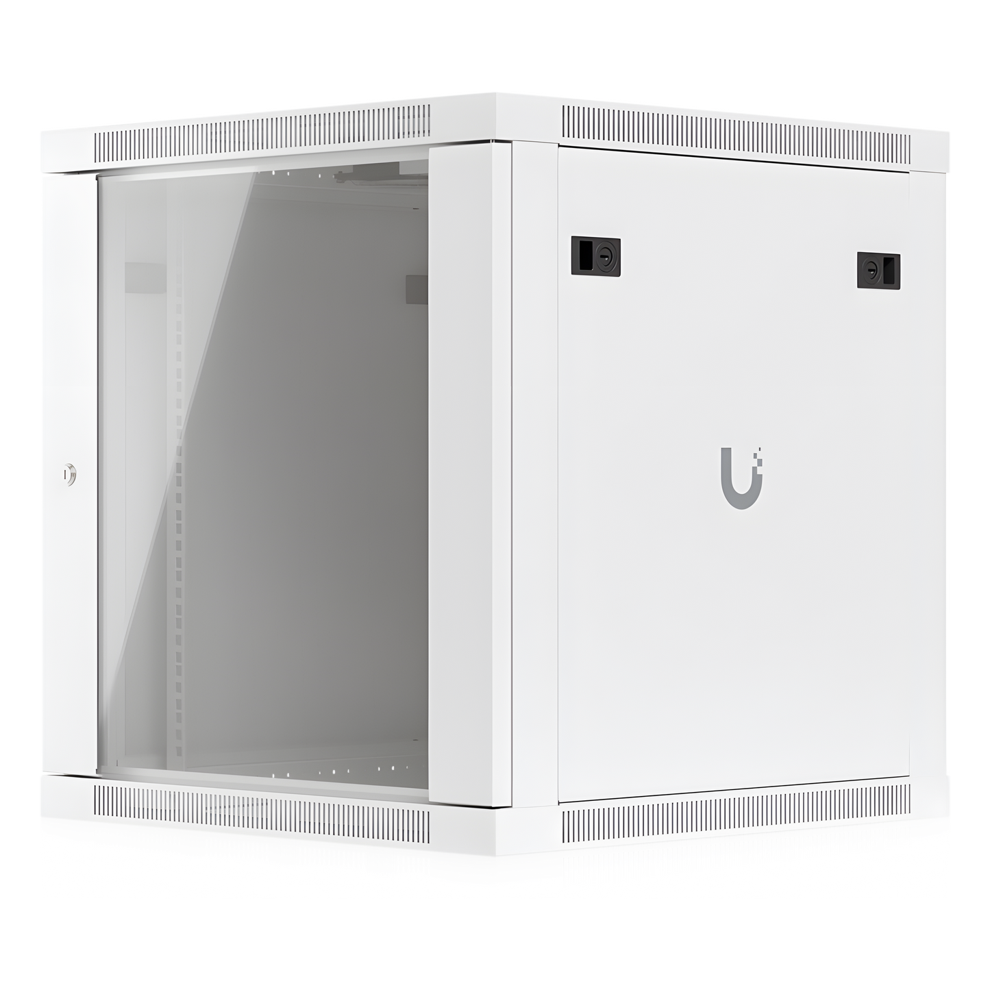 UACC Rack Cabinet 12U (598 x 600 mm) - Gabinete Cerrado para Montaje en Pared con Puerta Frontal de Vidrio Templado, Totalmente Ensamblado con Ventiladores Integrados y Paneles Removibles