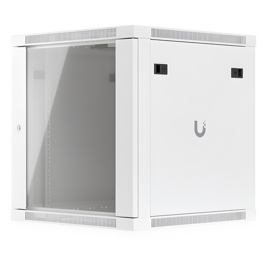 UACC Rack Cabinet 12U (598 x 600 mm) - Gabinete Cerrado para Montaje en Pared con Puerta Frontal de Vidrio Templado, Totalmente Ensamblado con Ventiladores Integrados y Paneles Removibles