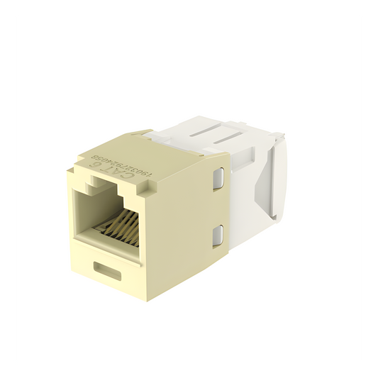 Conector Jack RJ45 Estilo TG, Mini-Com, Categoría 6, de 8 Posiciones y 8 Cables, Color Marfil