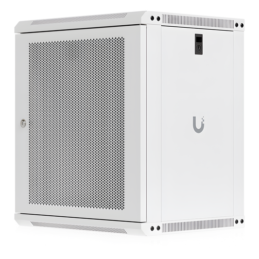 UACC Rack Cabinet 12U (550x 450 mm) - Gabinete Cerrado para Montaje en Pared con Puerta Frontal Perforada, Totalmente Ensamblado con Ventiladores Integrados y Paneles Removibles
