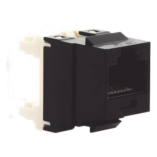 Conector Jack Estilo 110 (de Impacto), Tipo Keystone, Categoría 5e, de 8 Posiciones y 8 Cables, Color Negro