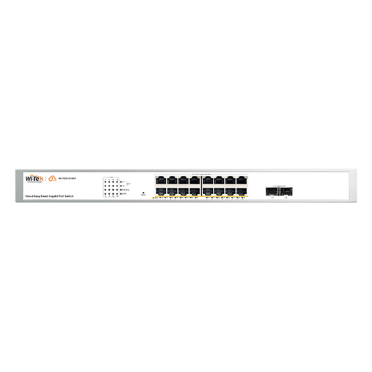 Switch Administrable PoE  / 16 puertos PoE af/at Gigabit /  2 x SFP Gigabit / Administración Cloud Gratuita / Presupuesto 240 W