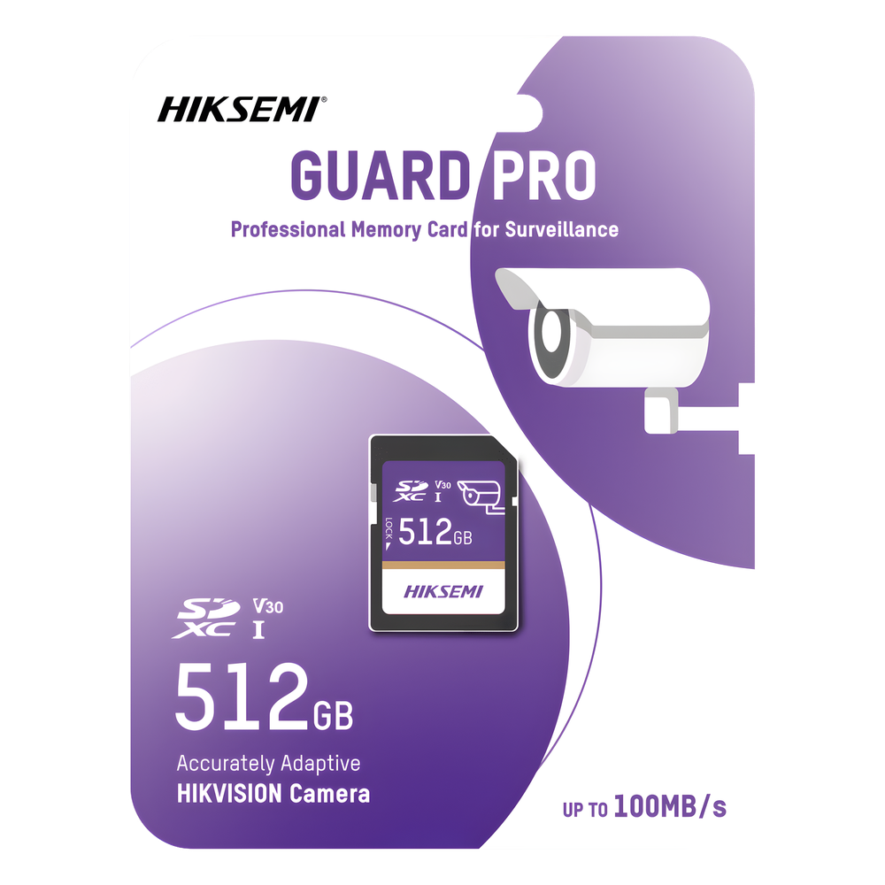 Tarjeta SD GuardPro P10 / 512 GB / 100 MB/s Lectura / 90 MB/s Escritura / Clase 10 U3 V30 / 3D TLC NAND / Especializada Para Videovigilancia 24/7