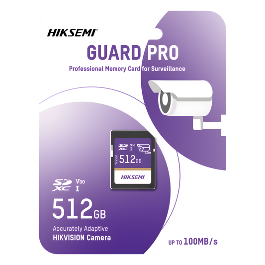 Tarjeta SD GuardPro P10 / 512 GB / 100 MB/s Lectura / 90 MB/s Escritura / Clase 10 U3 V30 / 3D TLC NAND / Especializada Para Videovigilancia 24/7