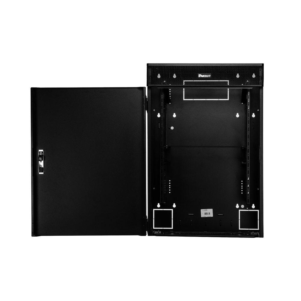 Gabinete de Montaje en Pared TrueEdge™, Con 6 UR para Equipo Activo y 6 UR para Paneles de Parcheo, Fabricado en Acero, Color Negro