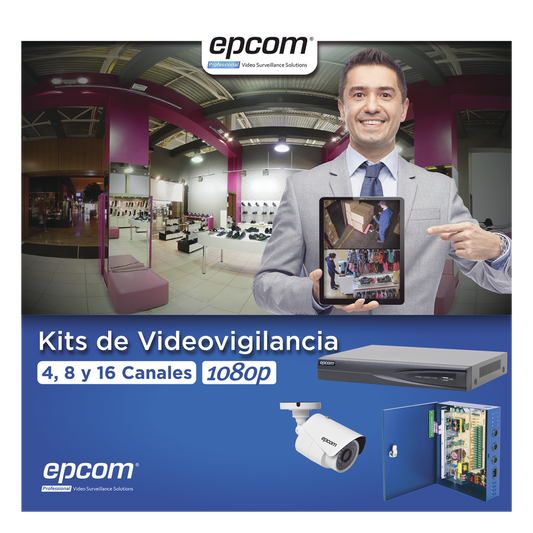 KIT TurboHD 1080p / DVR 16 Canales / 16 Cámaras Bala (exterior 2.8 mm) / Transceptores / Conectores / Fuente de Poder Profesional