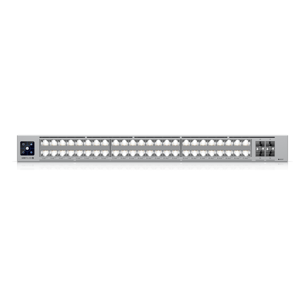 UniFi Switch USW-Pro-XG-48-PoE / Capa 3 / 48 puertos PoE+++ (32 × 10 GbE, 16 × 2,5 GbE) + 4 puertos SFP28 25 G / 1080 W PoE total