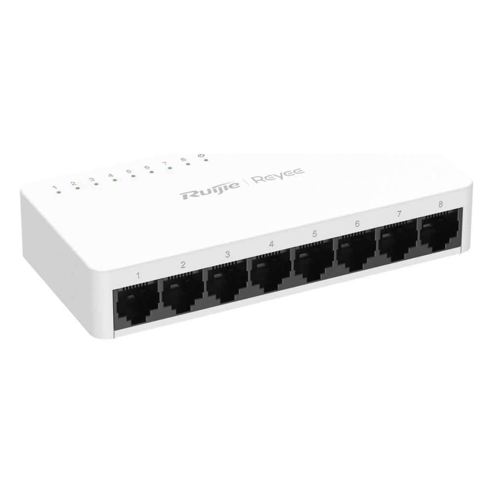 Switch no administrable, Visible en la Topología de la Nube, con 8 puertos 10/100 Mbps