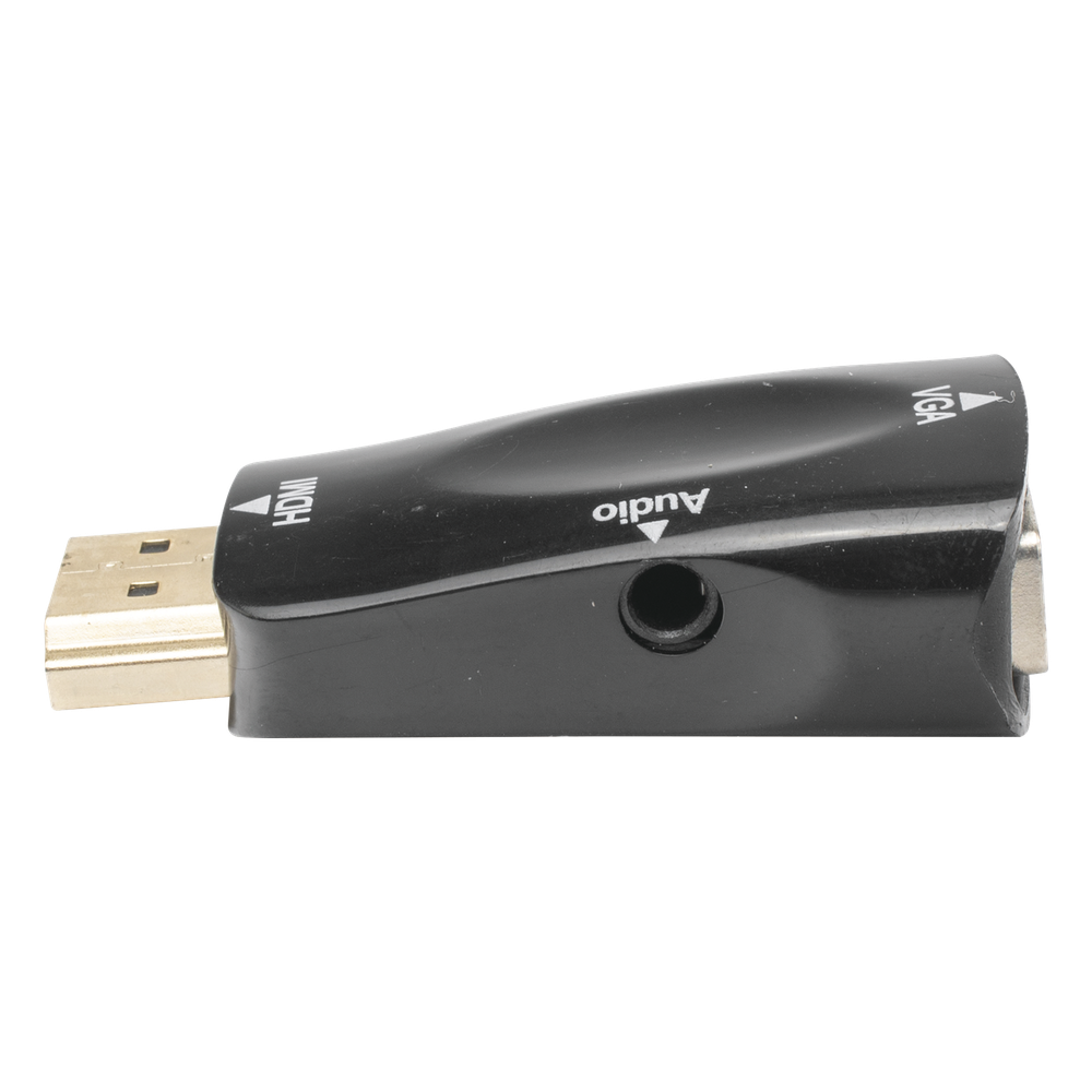 Adaptador (Convertidor) HDMI a VGA  / HDMI Macho a VGA Hembra / Resolución 1920x1080 @ 60Hz  / Adaptador de Audio de 3.5 mm / Chapado en Níquel