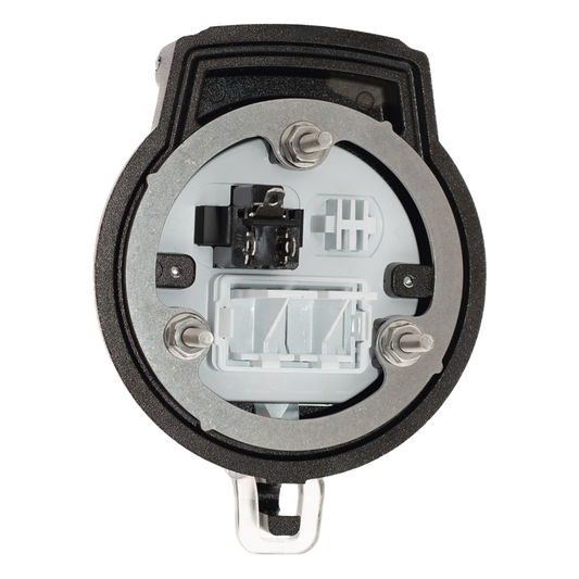 Dispositivo Circular de Puertos de Acceso a Datos, Con Dos Espacios Para Módulos Mini-Com y Un Receptáculo NEMA 5-15R, Protección IP66, de 3" de Diámetro
