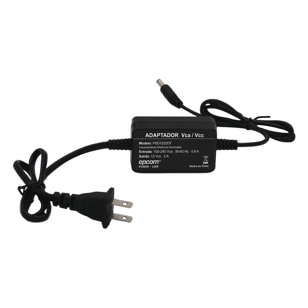 Fuente de Poder 12 Vcc / 2 Amp / Con Terminales de Extensión / Distancias de cable hacia Vca 50 cm / Distancia de cable hacia dispositivo de 50 cm