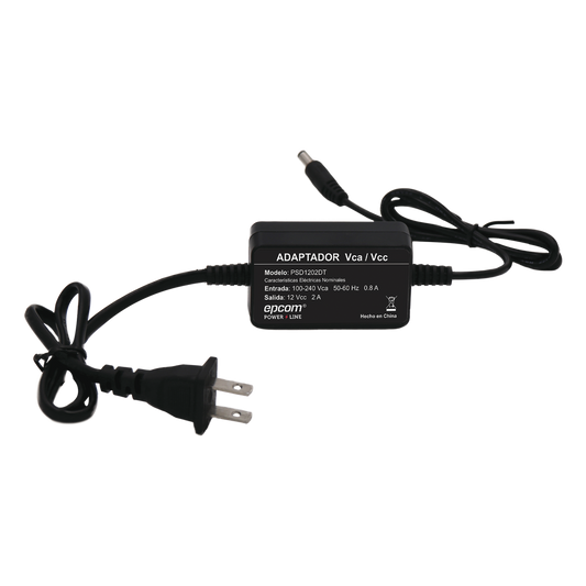 Fuente de Poder 12 Vcc / 2 Amp / Con Terminales de Extensión / Distancias de cable hacia Vca 50 cm / Distancia de cable hacia dispositivo de 50 cm