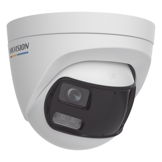[ColorVu + Panoramica + Dual Light] Turret TURBOHD 3K (5 Megapixel) / Micrófono Integrado / Visión 180° / Imagen a Color 24/7 / 40 mts Luz Blanca + 40 mts IR / Exterior IP67 / WDR