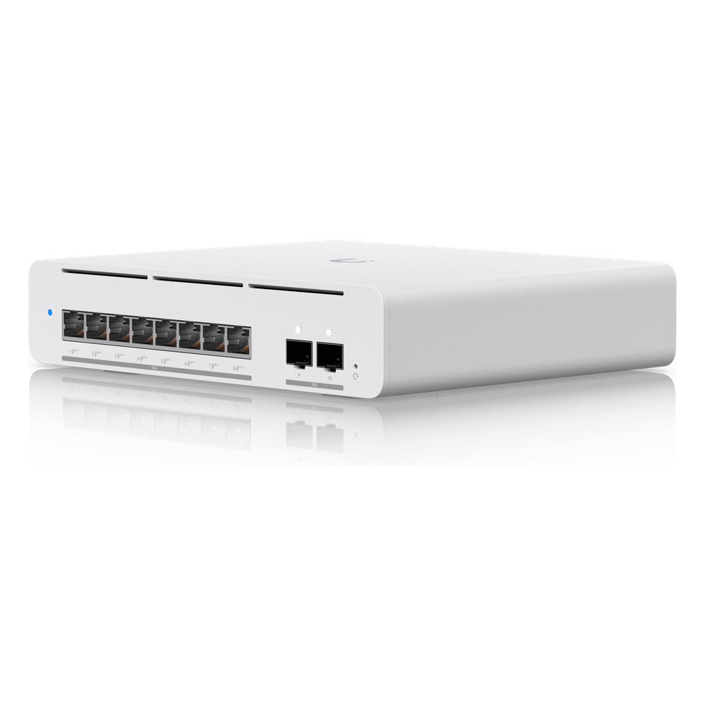 USW Pro XG 8 PoE Switch PoE++ Capa 3 Etherlighting™ de 8 Puertos 10GbE (Todos PoE++) y 2 Puertos SFP+ con Disponibilidad PoE de 155W