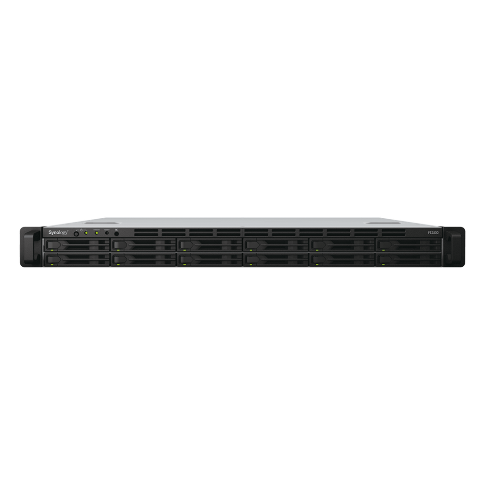 Servidor de Almacenamiento FlashStation FS2500/S | 12 Bahías SSD SATA 2.5" | 1U | 170,000 IOPS Lectura | 82,000 IOPS Escritura | 2 Puertos 10GbE | 2 Puertos 1GbE | Compatibilidad VMware, Hyper-V, XenServer, OpenStack .