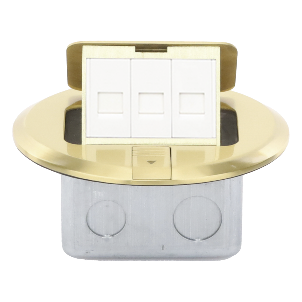 Mini Caja de Piso Redonda para Datos o Conectores Tipo Keystone, Color Bronce (3 Contactos) (11000-12102)