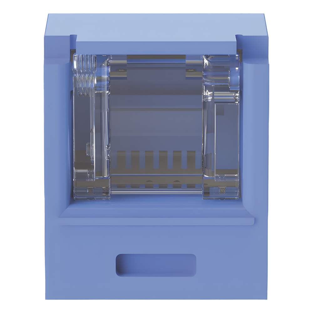 Conector Jack RJ45 Estilo TG con Ventana, Mini-Com, Categoría 6A, de 8 Posiciones y 8 Cables, Color Azul