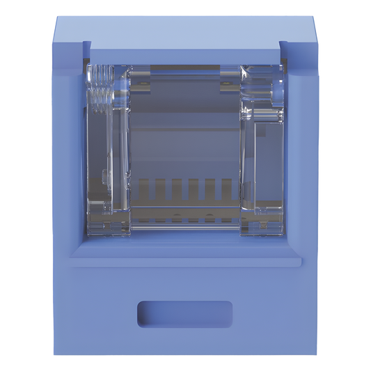 Conector Jack RJ45 Estilo TG con Ventana, Mini-Com, Categoría 6A, de 8 Posiciones y 8 Cables, Color Azul