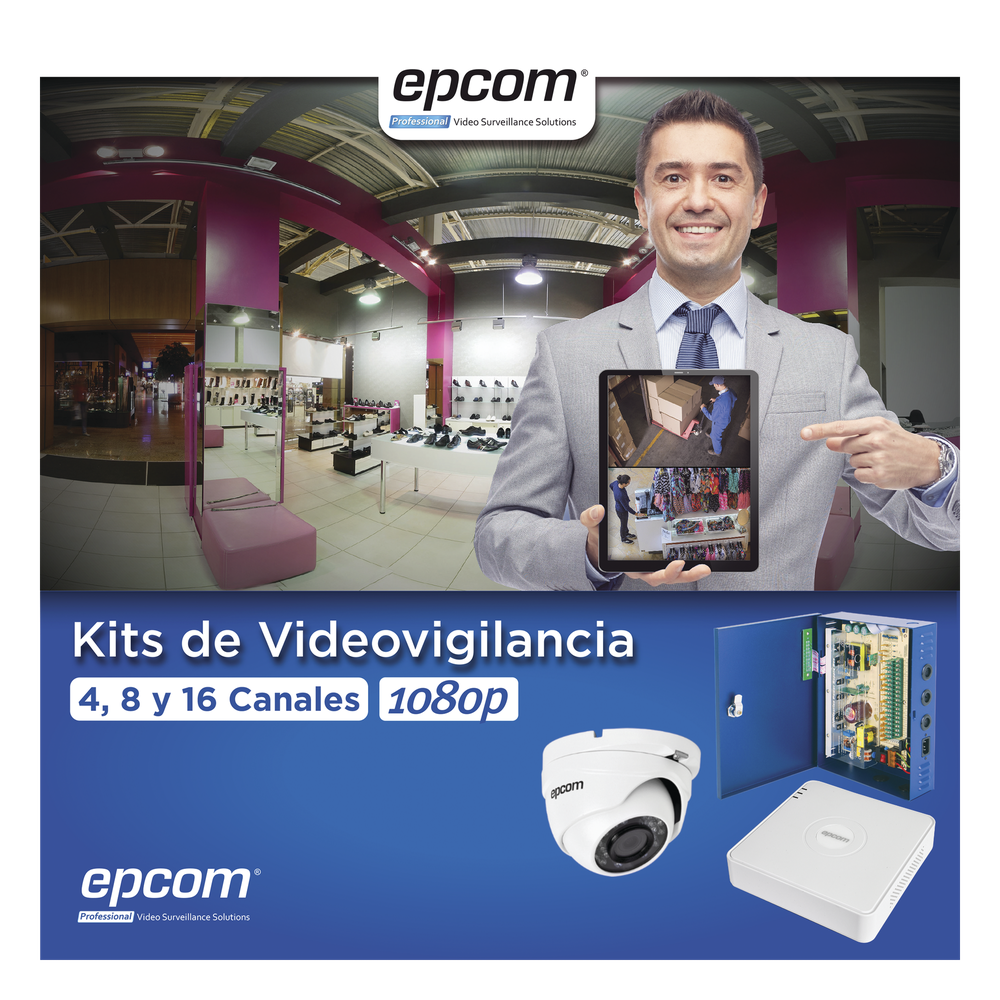 KIT TurboHD 1080p Lite / DVR 16 Canales / 16 Cámaras Eyeball  Exterior ( 2.8mm) / Transceptores / Conectores / Fuente de Poder Profesional