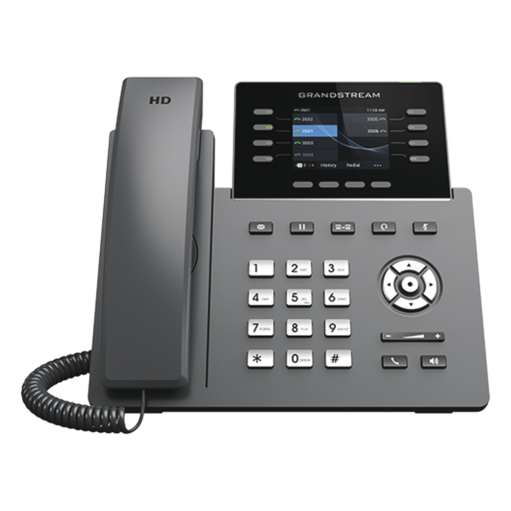 Teléfono IP Wi-Fi, Grado Operador, 8 líneas SIP con 4 cuentas, pantalla a color 2.8", puertos Gigabit, Bluetooth, PoE, codec Opus, IPV4/IPV6 con gestión en la nube GDMS