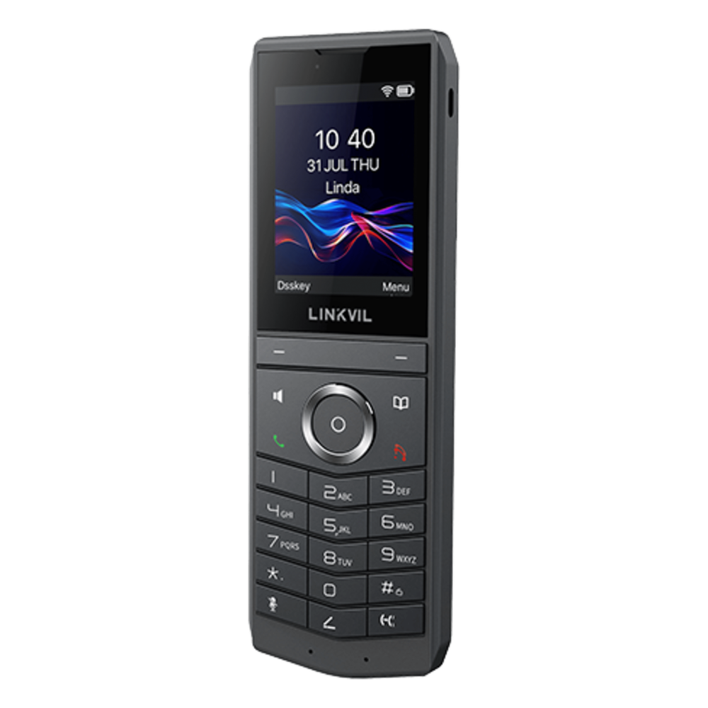 Teléfono IP Wi-Fi Portátil / Pantalla Color 2.4" 240x320 / Wi-Fi 6 Dual-Banda / Bluetooth 5.0 / Batería 3000mAh 13h Talk / Video H.264 4CIF / Resistencia Caídas 1.8m (5.9 ft) / Conferencia 6 Vías / USB Type-C