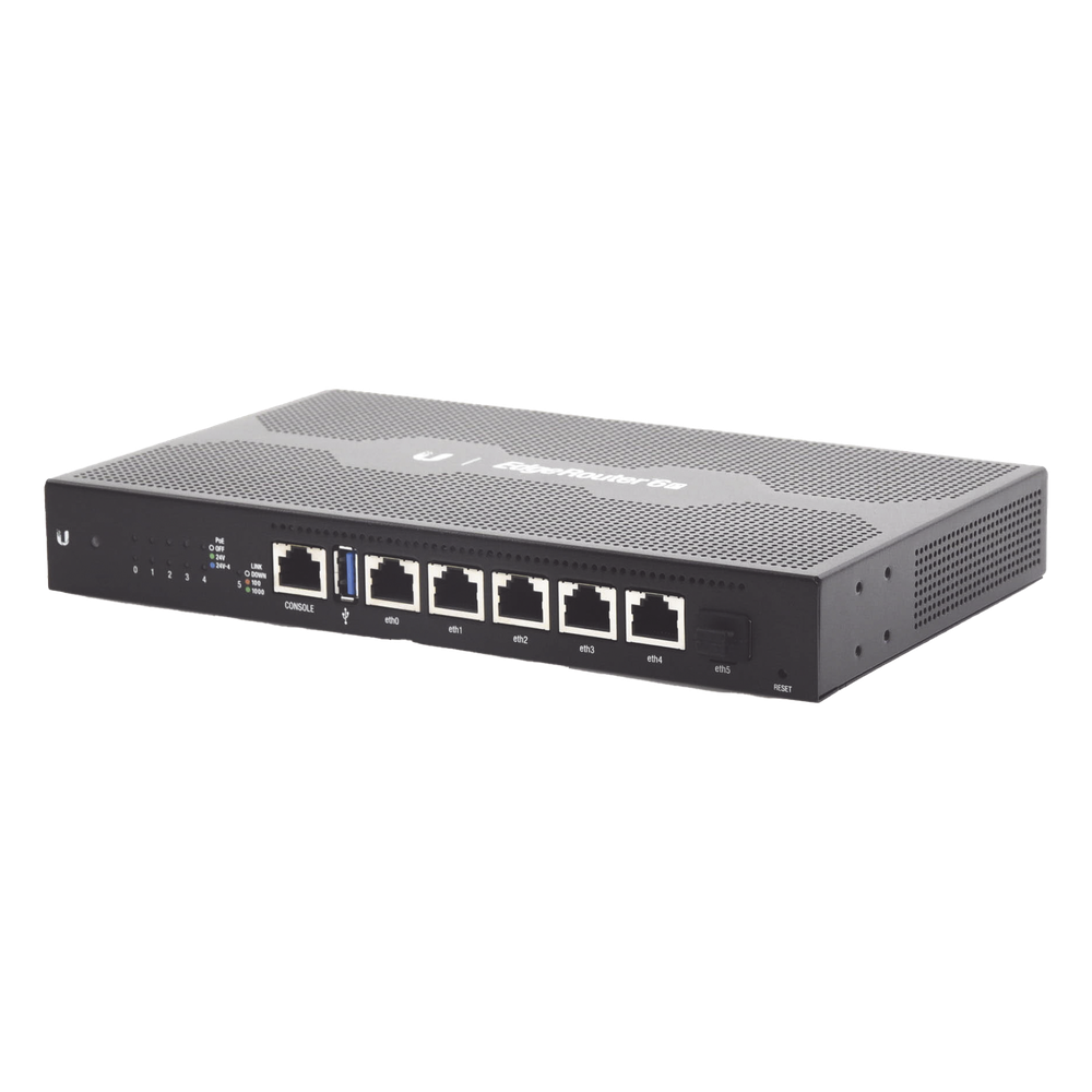 EdgeRouter 6 PoE pasivo 24 V, con 5 puertos 10/100/1000 Mbps + 1 puerto SFP, con funciones avanzadas de ruteo