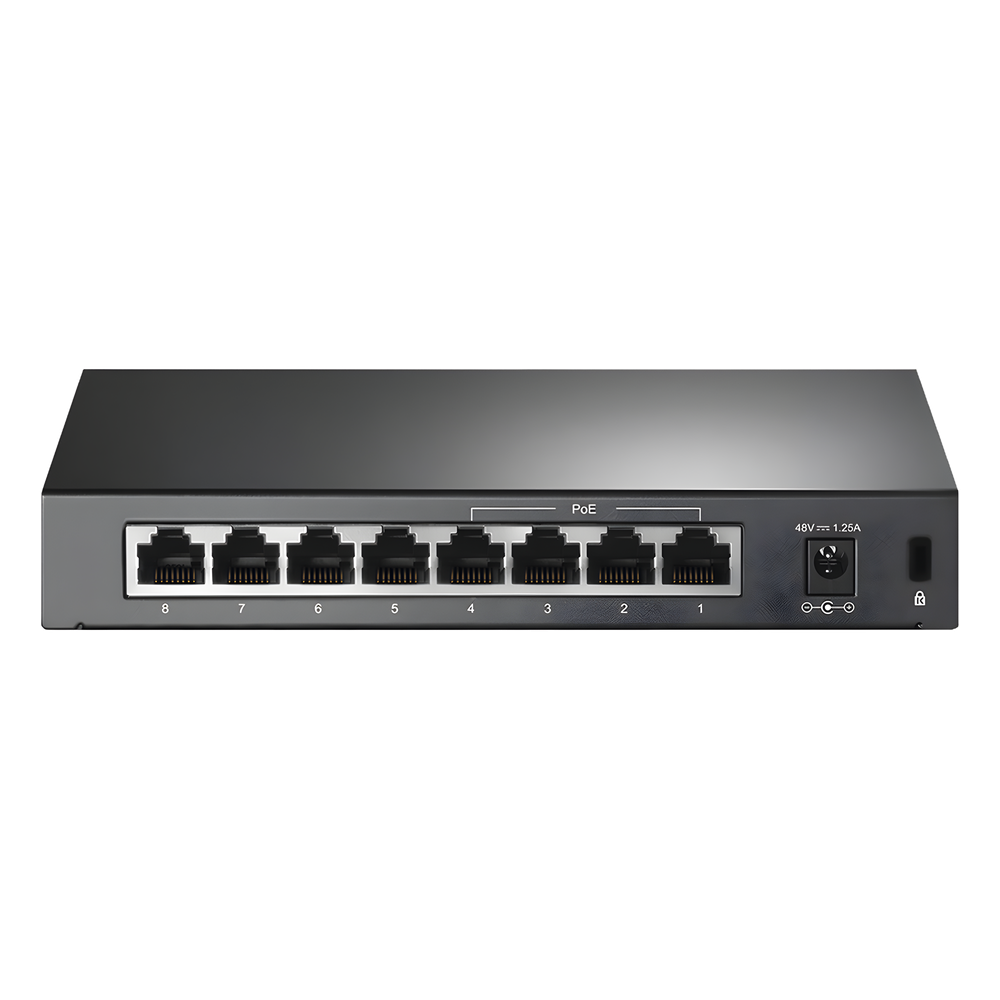 Switch PoE+ No Administrable / De Escritorio 8 puertos 10/100 Mbps / 4 puertos PoE af/at Inteligente / Presupuesto 66 W / Hasta 250 metros