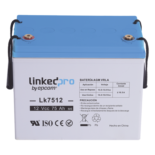 Batería de respaldo 12 V |  75 Ah | AGM | Especial para equipo electrónico | UPS  | Sistemas de Emergencia | Aplicaciones Fotovoltaicas | Terminales T3