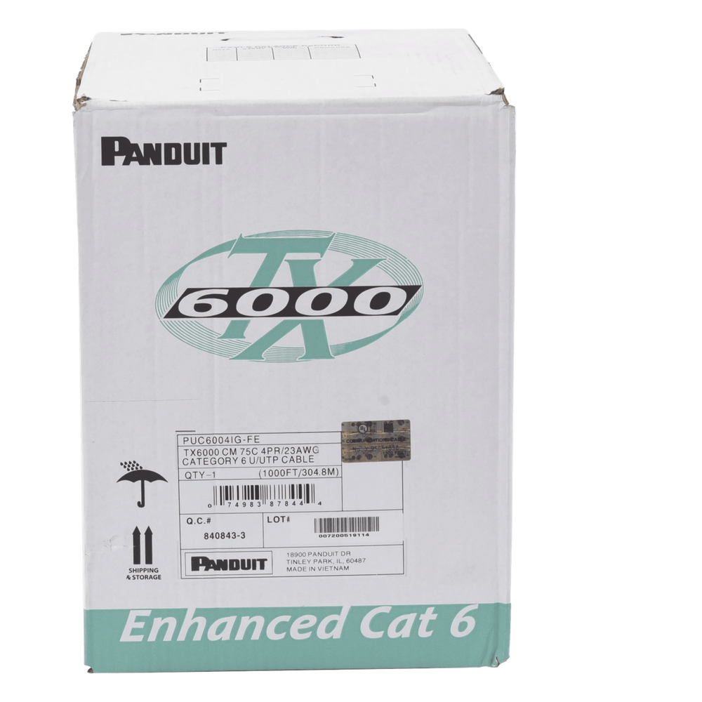 Bobina de Cable UTP 305 Metros (1000 Pies) de Cobre, TX6000? PanNet, Reelex, Gris Internacional, Categoría 6 Mejorado (23 AWG), PVC (CM), de 4 Pares