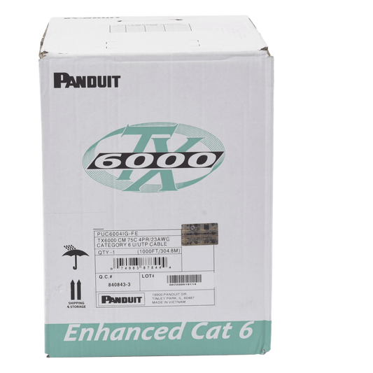 Bobina de Cable UTP 305 Metros (1000 Pies) de Cobre, TX6000? PanNet, Reelex, Gris Internacional, Categoría 6 Mejorado (23 AWG), PVC (CM), de 4 Pares