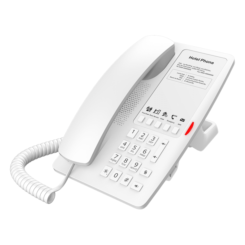 Teléfono IP Hotelero Wi-Fi 6 / 2 Líneas SIP / Doble Banda 2.4/5 GHz / 5 Teclas Programables / Puerto USB-A / PoE 802.3af / Audio HD
