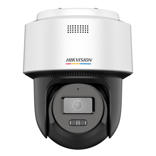 [ColorVu + Dual Light] Cámara Exterior PT TurboHD 3K  / Audio Bidireccional y Sirena / Luz Blanca 40 m / IP66 / -30°C a 60°C / Material Plástico