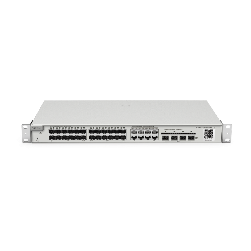 Switch administrable Capa 2+ Plus, 24 puertos SFP con 8 puertos Ethernet Gigabit y 4 SFP+ gestión en la nube